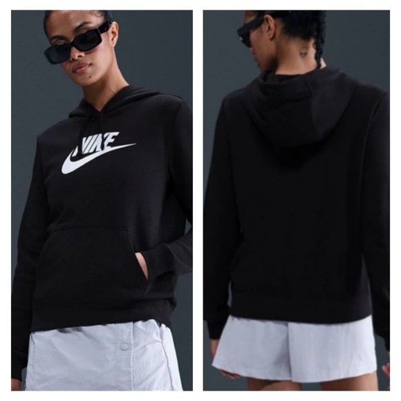 Nike Tops - Nike Sportswear Club Large Logo Fleece Hoodie Black 2X Plus